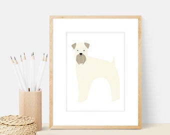 Wheaten Terrier Dog Art Print | Dog Breed Illustration - Home Decor Dog Print