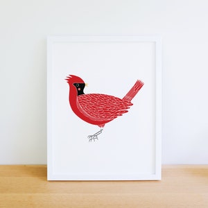 Cardinal Bird Animal Art Print Animal Illustration Home & Nursery Decor image 3