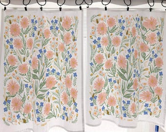 Cortinas de café con paños de cocina de flores silvestres - Juego de dos