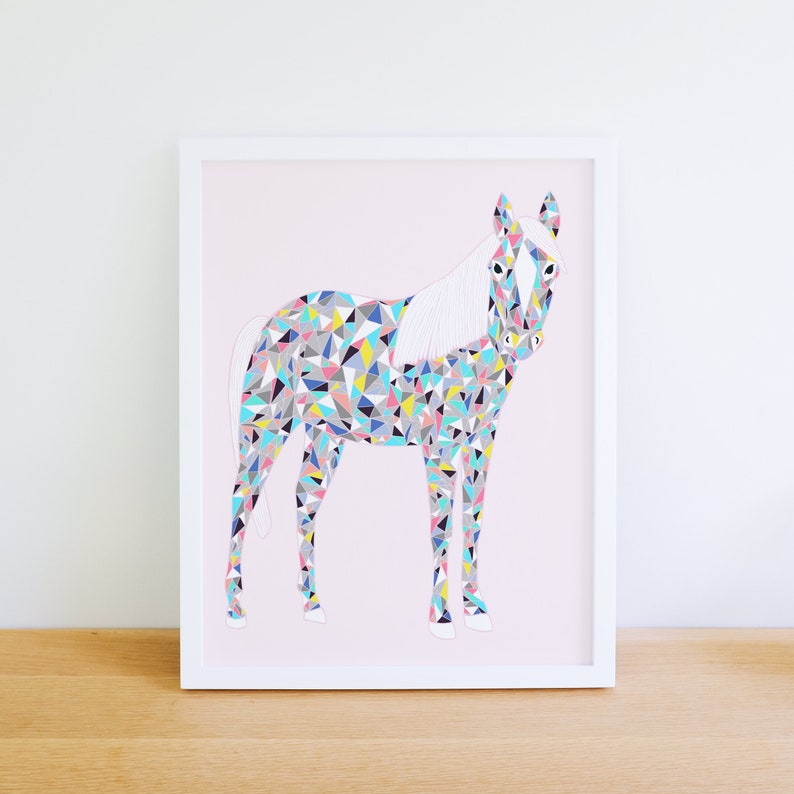 Party Horse Animal Art Print Animal Illustration Home & Nursery Decor image 3