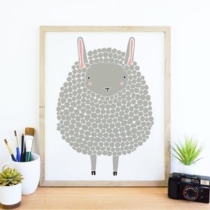 Dark Gray Sheep Animal Art Print Animal Illustration Home & Nursery Decor image 5