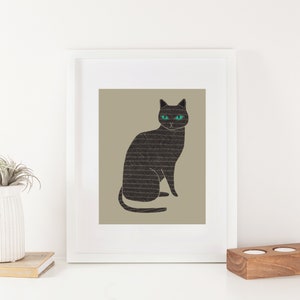 Impression d'art animal chat noir Illustration d'animaux Décoration de maison et de chambre d'enfant image 6