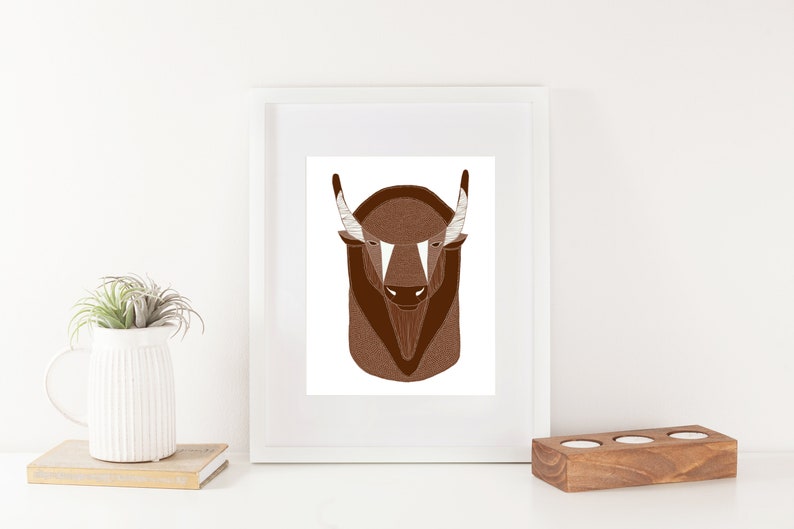 Buffalo Head Animal Art Print Animal Illustration Home & Nursery Decor image 6