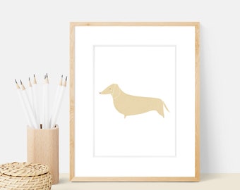 Blonde Doxie Dachshund Dog Art Print | Dog Breed Illustration - Home Decor Dog Print