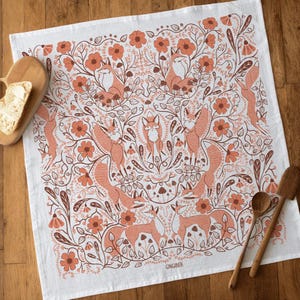 Forest Foxes Tea Towel | flour sack towel, dish towel, kitchen towel, home essentials, housewarming gift, wedding gift, gift for her