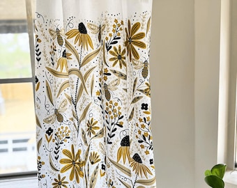 Cortinas Bee Garden Cafe: cortinas de tela de algodón con diseño de saco de harina