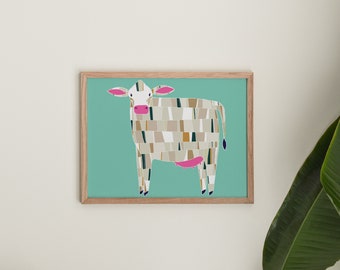 Cow Animal Art Print | Animal Illustration Home & Nursery Decor