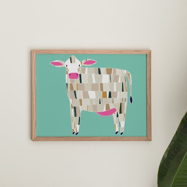 Cow Animal Art Print | Animal Illustration Home & Nursery Decor