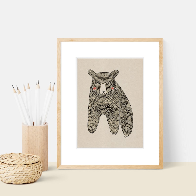 The Bear No Words Art Print Animal Illustration Home & Nursery Decor image 1