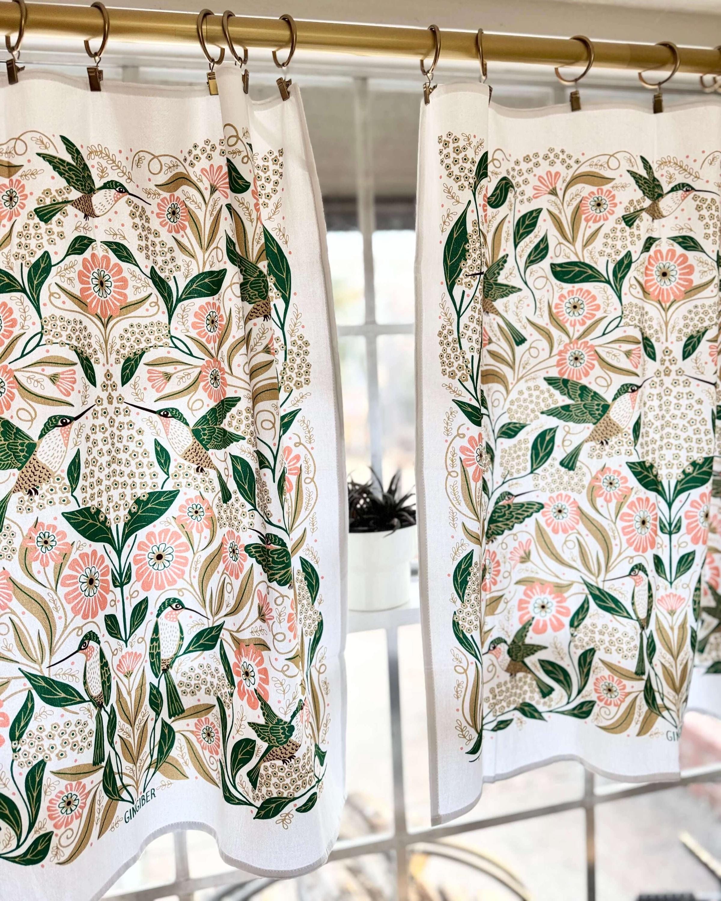 Hummingbird Tea Towel Cafe Curtains - Set of Two - Etsy