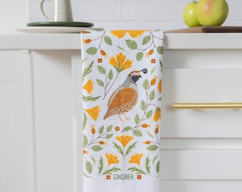 Quail Tea Towel | Flour Sack Cotton Kitchen Dish Towel