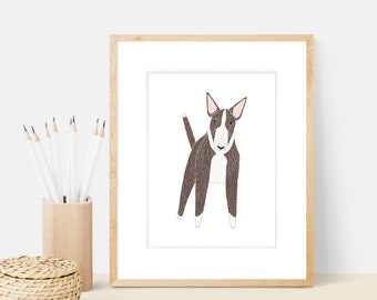Bull Terrier Art Print | Dog Breed Illustration - Home Decor Dog Print