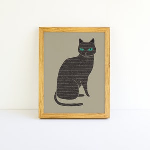 Impression d'art animal chat noir Illustration d'animaux Décoration de maison et de chambre d'enfant image 2