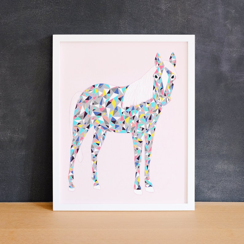 Party Horse Animal Art Print Animal Illustration Home & Nursery Decor image 4
