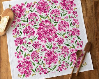 Paño de cocina rosa perenne: paño de cocina de algodón tipo saco de harina