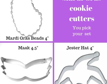 Mardi Gras Cookie Cutter Set You Pick Your Set, Mask 4, Louisiana State,  Jester Hat Cookie Cutter, Fleur De Lis Cookie Cutter, Metal Cutter 