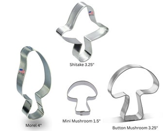 Mushroom Lovers collection cookie cutter, You Pick from drop down, morel, button, mini, shiitake, or all 4