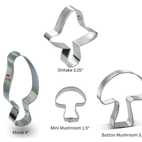 Mushroom Lovers collection cookie cutter, You Pick from drop down, morel, button, mini, shiitake, or all 4