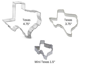Texas Cookie Cutter, you pick your set size, 4.75" 3.75", 1.75 state cookie cutter Made in USA