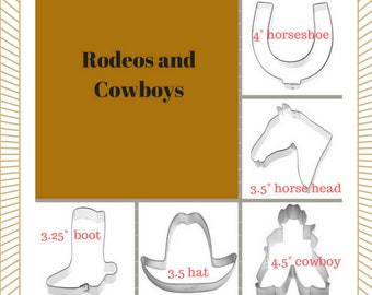 Cowboy cookie cutter set, You pick your set, western rodeo party food, horse, horseshoe, boot, hat, cowboy