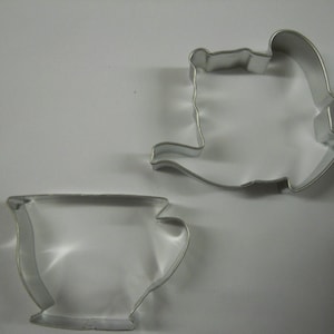 Tea Party Cookie cutter, Teapot 3.75 and cup 3.5 set of 2, mother's day, tea for 2 two second birthday image 4