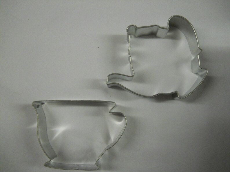 Tea Party Cookie cutter, Teapot 3.75 and cup 3.5 set of 2, mother's day, tea for 2 two second birthday image 4