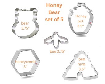 Honey bear baby shower cookie cutter or gender reveal what will it bee, first birthday, you build set, hive, baby bodysuit, honey pot,