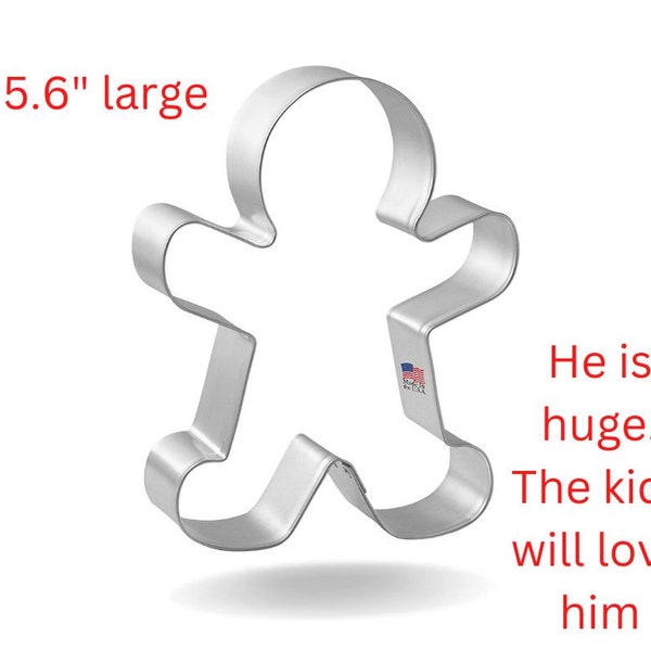 Large Gingerbread Man cookie cutter, 5.75", big gingerbread boy, Christmas cookie cutter