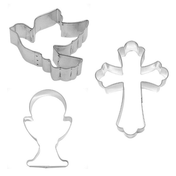 Confirmation cookie cutter set you pick cross, dove, chalice cookie cutters, Great for baptisms,  Sunday school, Church,