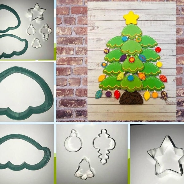Christmas tree platter kit, buy what you want, Christmas platter cookie cutter, star, 2 mini ornaments, tree branches