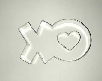 Valentine's Day cookie cutter, set of 2, xo hugs and kisses, mini heart cookie cutter wedding cookie cutter