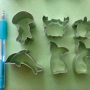 Mini ocean cookie cutters, you pick, mermaid tail 2", sea turtle 1.5", jelly fish, dolphin, crab Charcuterie board cutters cheese