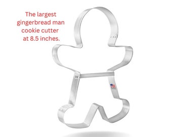 Extra Large Gingerbread Man cookie cutter, 8.5" tall  with brace, big  or huge gingerbread boy, Christmas cookie cutter