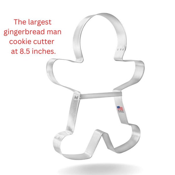 Extra Large Gingerbread Man cookie cutter, 8.5" tall  with brace, big  or huge gingerbread boy, Christmas cookie cutter