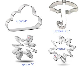 Itsy Bitsy Spider cookie cutter set, Baby shower, First Birthday, you pick set, cloud, umbrella, spider, sun cutters,  Ensy Weensy spider
