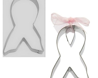 AWARENESS RIBBON Cookie Cutter 4"  breast cancer, ribbon with or without insert made in USA