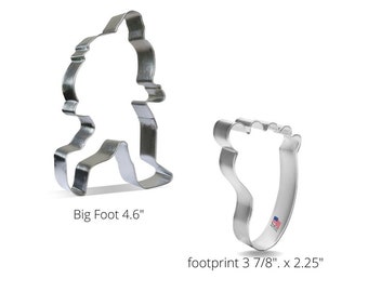 BIG FOOT Cookie cutter set of 2, big foot-, foot print- Sasquatch cookie cutter, monster, metal cookie cutter