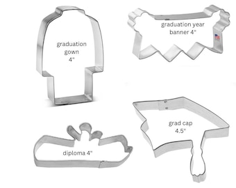 Graduation Cookie cutter collection, you pick the set,  Grad Cap, Diploma, plaque, Gown(str)