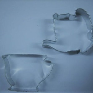 Tea Party Cookie cutter, Teapot 3.75" and cup 3.5" set of 2, mother's day, tea for 2 two second birthday