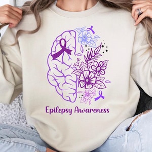 Epilepsy Awareness Crewneck Sweatshirt, Neurodiversity T-Shirt, Epilepsy Gift, Motivational Tee, Epilepsy Mom Shirt, Purple Ribbon Tee