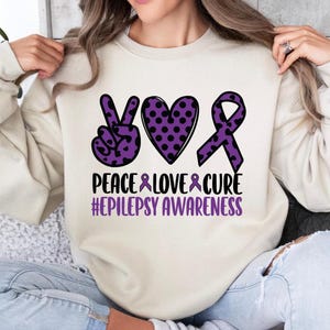 Epilepsy Awareness Crewneck Sweatshirt, Neurodiversity T-Shirt, Epilepsy Gift, Motivational Tee, Epilepsy Mom Shirt, Purple Ribbon Tee