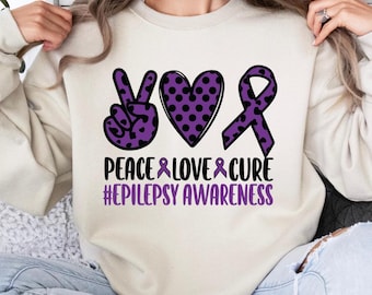 Epilepsy Awareness Crewneck Sweatshirt, Purple Ribbon Tee