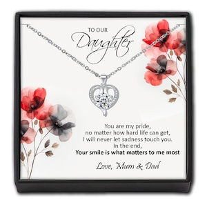 Collana per figlia in scatola regalo - Biglietto personalizzato da mamma e papà - Regalo per donne