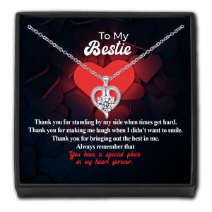 Geschenk für beste Freundinnen - für meine Bestie Freundschaft Herz Kristall Halskette - personalisierte Karte Boxed Andenken Geburtstag Schwestern Mutter Tochter