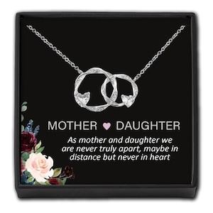 Set regalo per mamma e figlia - Collana con cristalli intrecciati, gioielli in scatola - Biglietto personalizzato, ricordo, compleanno, laurea