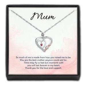 Collar de corazón de oro rosa para mamá - Tarjeta con mensaje personalizado y caja de regalo - Regalo de hijo/hija - Regalos para ella