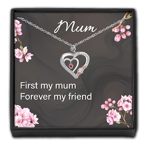 Rose Gold Mum Heart Necklace - Personalised Message Card & Gift Box - Present from Son Daughter - Gifts For Her Mother