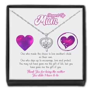 Collier coeur en cristal pour maman renforcée - Boîte cadeau personnalisée par beau-fils et belle-fille - Cadeau d'anniversaire souvenir pour belle-mère