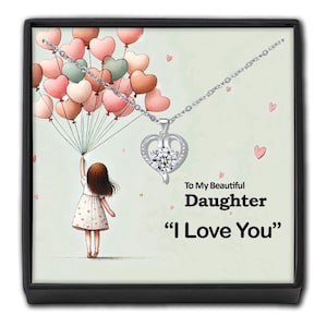 Collana con cuore di cristallo "Ti amo FIGLIA" - Regalo in scatola - Biglietto personalizzato da mamma e papà - Regalo di compleanno per figlia