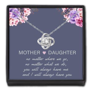 Collar de cristal para madre e hija en caja de joyería - Tarjeta personalizada de recuerdo para cumpleaños, graduación y fiesta